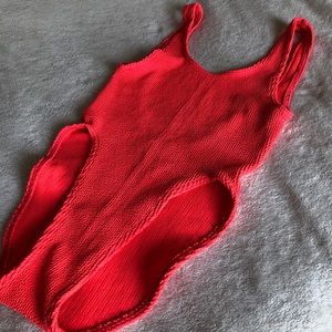 asos bright coral swimsuit ✨